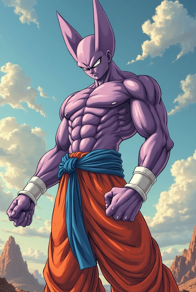 Full body image "(Highest quality, 8k, ultra-detailed, Realistic:1.2), Portraiture, Dragon Ball,majin vegeta, Muscular, Calm, Face contorted in pain, detailed, Blonde, strict, Intimidating, Powerful, Show off his strength", Brainwashed and possessed by Majin Buu,Controlled by an evil heart