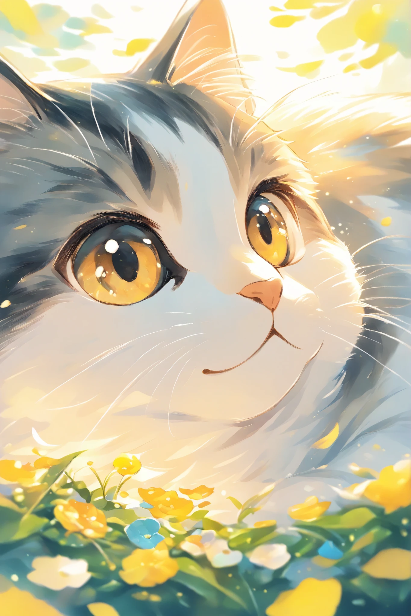 (masterpiece:1.2),(best quality),(best quality),(high quality),( surprisingly absurd :1.2),watercolor、thick line drawing 、The gentle touch of the picture、 A scene from the story 、 cat story 、cute猫、Cat basking in the sun 、close-up、cute