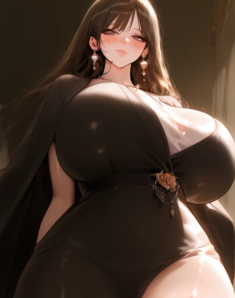 (((huge udder、Constricted waist、30-year-old woman with、Lonely look、white vintage mink coat、glittery dress、a miniskirt、Chic atmosphere、cabaret club、tall)))