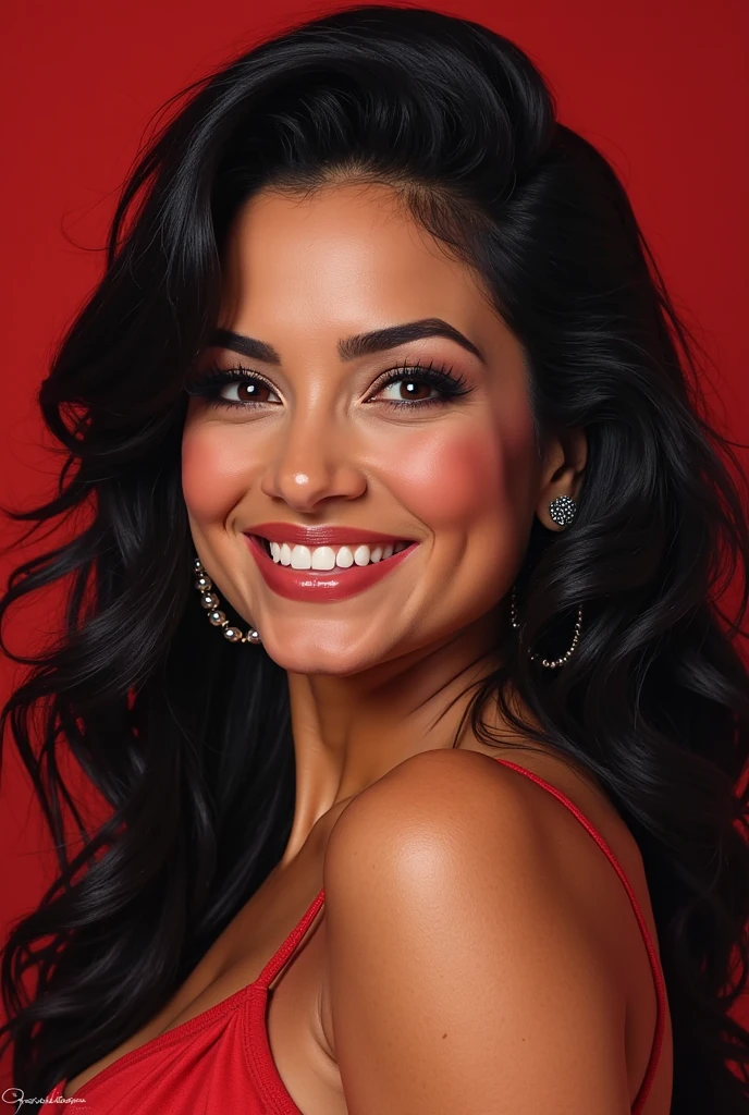 Sexy woman35 years old with big breasts deep neckline dress multi-color modern dress long open top with canvas claw clip messy hair DDD big chest super big breasts tan skin hyper realistic,ultra HD,perfect smile white teeth como a neve,,,,,,,,,,,,,,,, ,,,,, ,,,,,, close-up makeup style shimmery blue eyeshadow complements her peach blush and vibrant red lipstick skin has a flawless, radiant finish with lighting that accentuates her makeup and natural beauty.. perfect smile, white teeth
