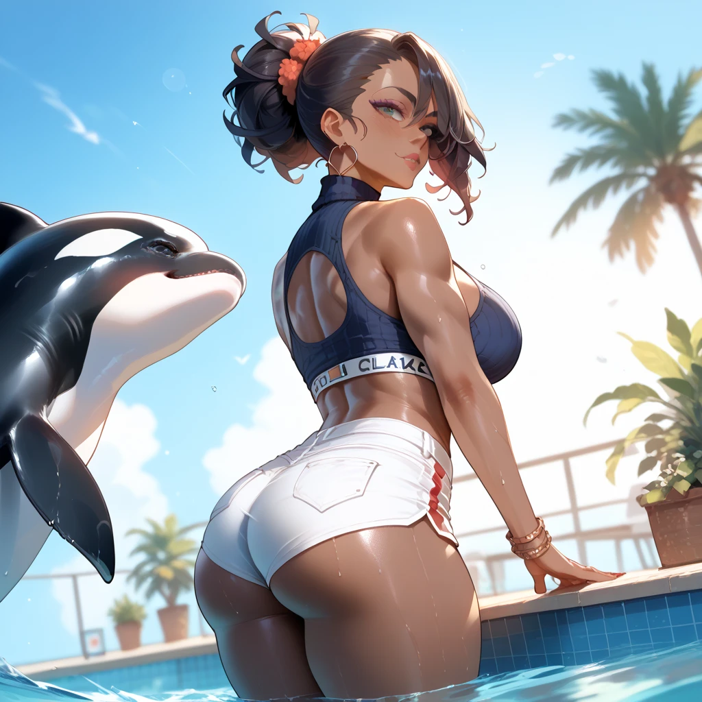 Jolie nympho avec un bikini noir seins nu oreille de lapin