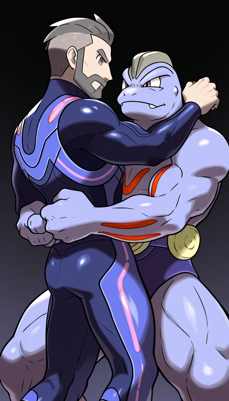 Huge muscles,Rockman Exe,(((8-year-old boy))),Full body portrait,((((Huge erect penis)))),Bare penis,Black suit,A face stained with evil,Black body,