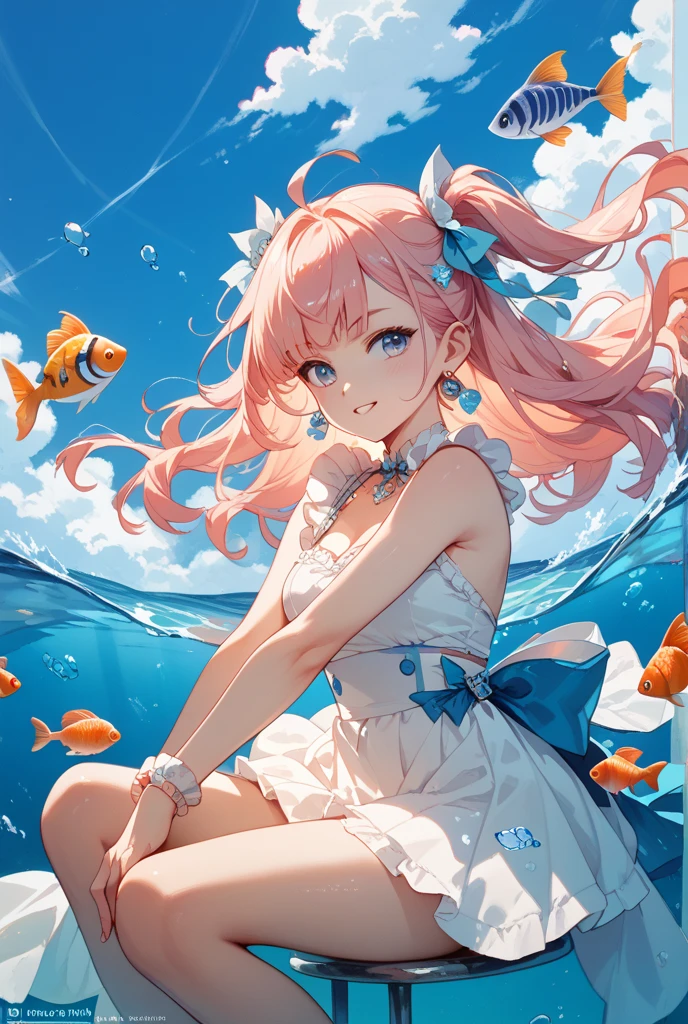 Scales is a pink girl fish; bubble pattern SPARKLE; GLITTER