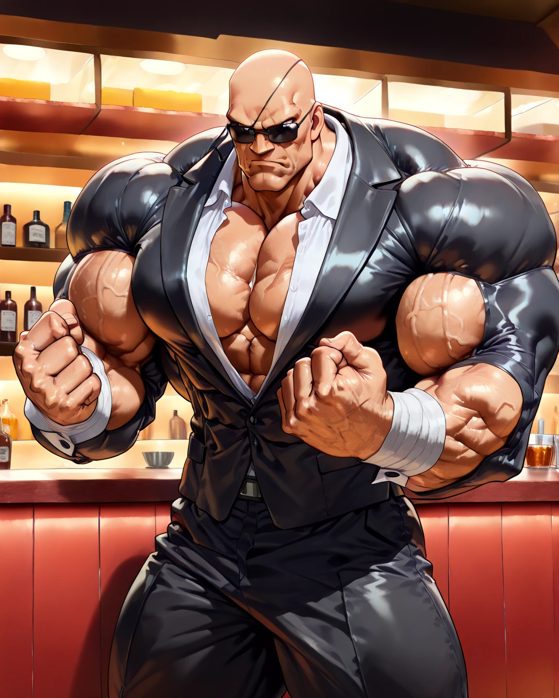 a very muscular man wearing a thong lingerie boner,bra,lace,fishnet tights,bulge