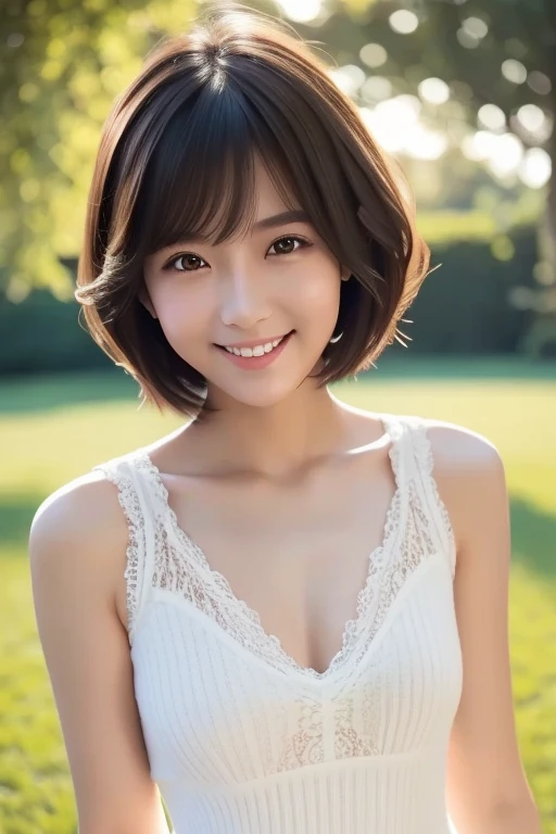 1girl in, (deep neckline:1.2), (Raw photo, Best Quality), (Realistic, Photorealsitic:1.4), masutepiece, Extremely delicate and beautiful, Extremely detailed, 2k wallpaper, amazing, finely detail, the Extremely Detailed CG Unity 8K Wallpapers, Ultra-detailed, hight resolution, Soft light, Beautiful detailed girl, extremely detailed eye and face, beautiful detailed nose, Beautiful detailed eyes, Short hair, Cinematic lighting, Winter scene, Perfect Anatomy, Slender body, Smiling
INFO camisole