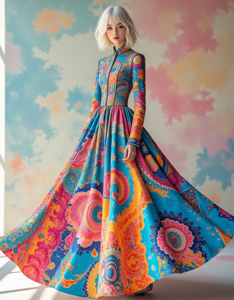 (A genie, very closely resembling Paris Hilton (age 25) dressed in flamboyant alluring clothing(lots of colorful silk, thin billowing silk)), is lounging around a modern modest apartment, flirting