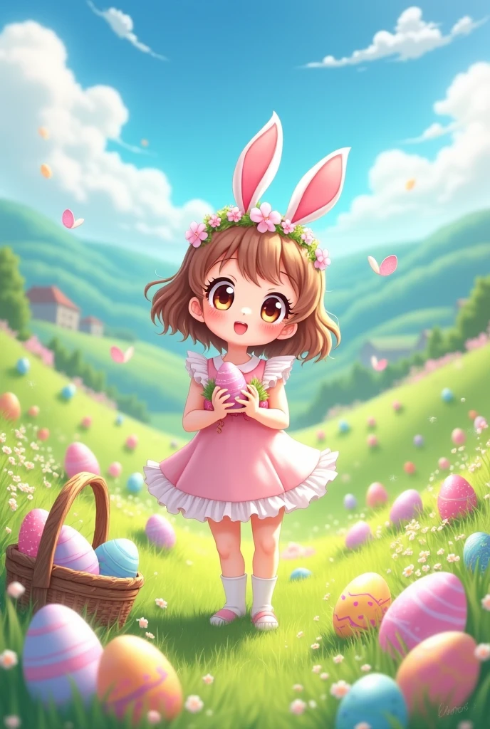 The barefoot,Little cute child,ultra-clear,4k画质,Cute cute super cute,Big eyes of the water spirit,Pink skirt,brown hair,Ultimate skin,Carrying a cute bunny backpack,Sitting on the steps,weeping,