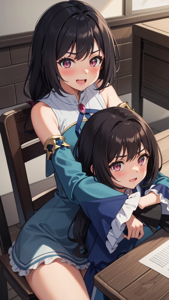 (1 boy, 1 girl), a age school girl in mixed bondage wrestling with a teenboy, they are roughly the same age, the school girl is wearing a red pleaded careered skirt and a black pullover, the girl has a is a bit smaller than the boy, the girl has shoulder long hair, the boy is wearing casual clothes, teenage hogtied and struggling against the ropes, school girl applying more ropes to the teenage boysy, blushing boy dominated and controlled by the girl, the girl is smiling and laughing and tries to humiliate the teenage boy, thenage boy is blushand ashamed and is gritting his teeth, he desperately tries to break free but to no avail, the boy struggles and squirms against the ropes, the girl is sitting on top of the teenage boy to prevent hrom moving and has ropes in her hands and uses them to tie up the arms of the teenage boy behind his back,arms of the teenage boy are completely tied nd his back in lots of ropes, the teenage boy looks very embarrased anhamed, the girl is saying „this must be embarrassing for you“ , huge struggle, many viewers watching, wrestling ring,intricate rope work, teenage boy blushing and ashamed, dramatighting, highly detailed, photorealistic, 8k, masterpiece, teenage school girl vs teenage school boy, fm, power, control, beaul teenage girl, detailed faces, teenage boy aggresiveled up by teenage girl, lots ofe, perfect eyes, detailed faces, sq and struggle marks arround the boy