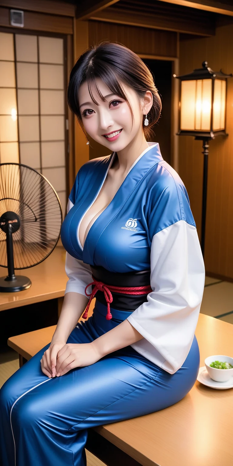 Chun-Li from Street Fight II,The perfect Chun-Li costume,Blue Chinese dress with gold lines,Bunhead,Good cover,Fighting Pose,masterpiece、1 beautiful girl、Beautiful Eyes、Puffy eyes、highest quality, 超High resolution, (reality: 1.4), Cinema Lighting、Japanese、Asian Beauty、so beautiful、Beautiful Skin、Body facing forward、Face close-up、(Ultra-realistic)、(High resolution)、(8k)、(Very detailed)、(Beautiful Eyes)、(Very detailed)、 (wall-)、Detailed face、Bright lighting、Professional Lighting、Looking at the audience、Look straight ahead、Diagonal bangasterpiece, highest quality, masterpiece, highest quality, Perfect Face, Perfect brown eyes with white sclera, Bad move -5, alone, 1 girl, Upper Body, Brown Hair, From SF2, smile, Muscular woman, Blue clothes, pantyhose, Pelvic Curtain, Puff short sleeves, Good cover, sash, evaluation:safety、A face that feels happy