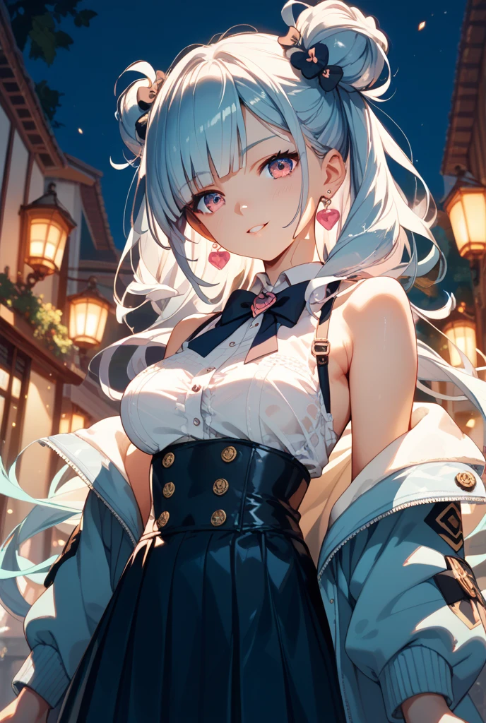 blush,smile、Silver-haired blue eyes、Twin tails、In uniform、Primary school students、The back is very small、Lolita、Small breasts、Please show me your armpits、exterior: 14 years old、Shoulder Bare、The clavicle is visible、Sexy thighs、Beautiful feet、highest quality, High resolution, unity 8k wallpaper, (shape:0.8), (Beautiful and beautiful eyes:1.6), Highly detailed face, Perfect lighting, Extremely detailed CG, (Perfect hands, Perfect Anatomy),