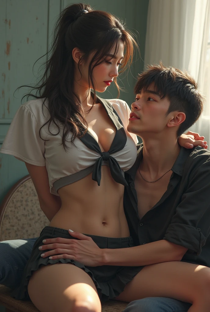 Naked young man and woman、view from below, Park grass background, Mass sweating、love juice、(((Having sex)))、Back style、Shaking buttocks、(((Insertion of male genitalia into female genitalia)))、Focus on the female genital organs、A man who is caught from behind by a big busty woman in a sexy school uniform, Completely naked 18-year-old woman, Pink Moist , 24-year-old muscular man completely naked, ((A man's hand touching a woman's leg)), eyes closed, s mouth open, I looked up, Woman with legs spread, Exposed genitals, Sperm flowing from the genitals, white, Thickened liquid, Man with thick biceps, Crying face, Naughty facial expressions, The woman who bit her lip, Warm atmosphere, sunset, (Masterpiece), Best Quality, expressive eyes, Perfect face man and woman in bedroom with bed, Kiss between man and woman。The woman has neat black hair,Several men are approaching, Men have neat sports hair, Median score, pectorals,Pink genitalia, Man with tight muscles, Large breasts and thin waist in women,chubby butt,Beautiful detailed face,In addition,Grew up sexy......,Light makeup, Athlete Men Photo, very very detailed, beautiful body, realisticlying(2.0),