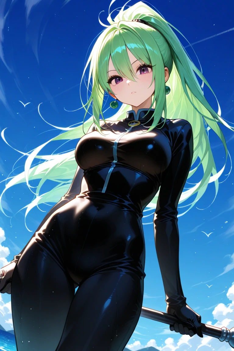 Chica de anime con un vestido negro posando en un parque, Tatsumaki de One Punch Man, Tatsumaki, Artgerm extremadamente detallado, Chica anime con un vestido negro, Estilo Artgerm, Tatsumaki con cabello verde rizado, seductora chica de anime, Estilo Artgerm, Fanart exquisito altamente detallado, Loli en vestido