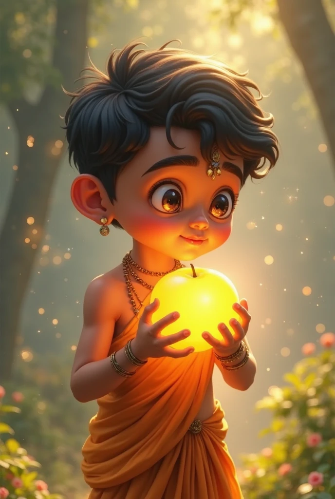 a cute boy having makhan like lord Krishna