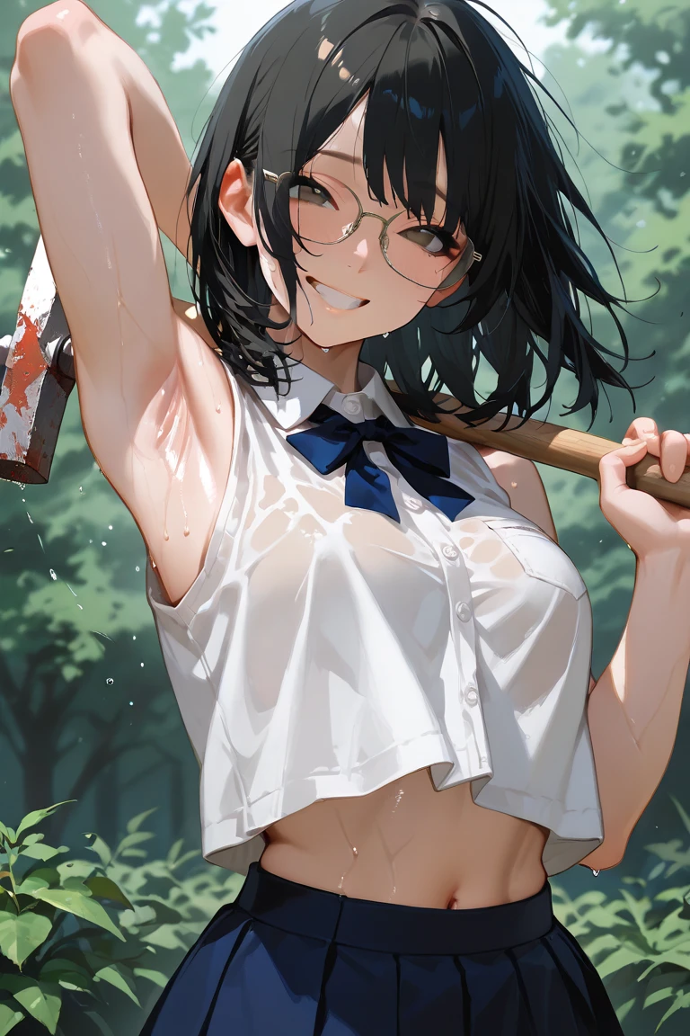 beautiful detailed girl,(masterpiece,best quality,extremely detailed:1.2),((cowboy shot:1.1)),(solo,,kawaii,slender,small breasts:1.25),(pained look:0.8),((white underwear) in ((Torn school uniform)):2),(dirty:2),blush,shy,weep,standing,(deep forest:1.5),(hug:0.4),rating: general, newest,Sexy face,(primitive:1.1)