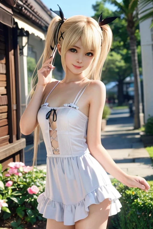 Marie Rose, ブロンドの髪と髪飾りを持つanimeの女の子, Gweiz-style artwork, フォトリアリスティックanime girl render, フォトリアリスティックanime, 超リアルなanime, anime. Soft lighting, Soft Portrait Shot 8k, リアルなanimeアートスタイル, 3Danimeリアル, 8K Art Jam Bokeh, anime Realism Style, Cute realistic portrait, Beautiful anime Portraits, Lolita Dress, Half naked
