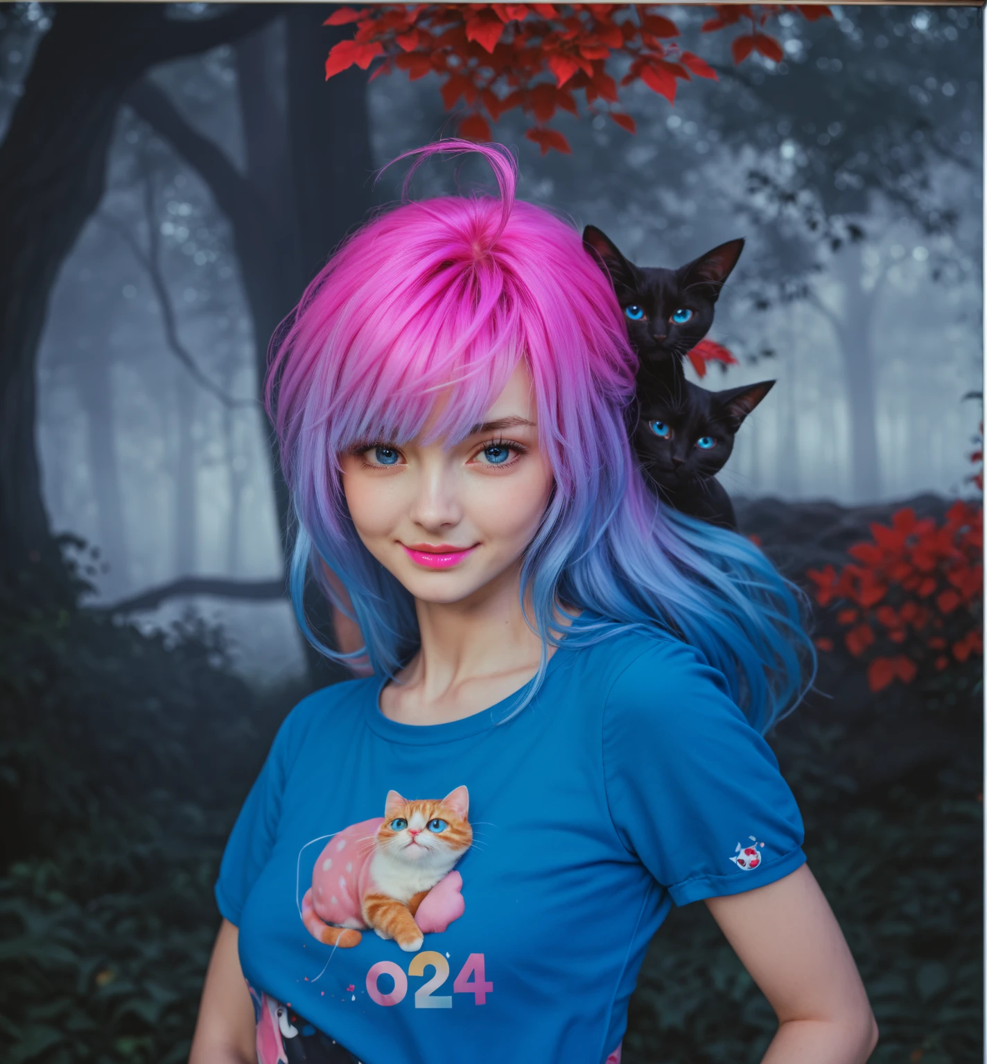 cat girl on mountain, BREAK, 1girl, (solo:1.4), catgirl, standing, both hand rises, clenching fist, tank top, (13yo, cute:1.8), (breasts:1.2), thick thighs, sporty highleg design, cat ears, long hair, (messy hair:1.2), fluffy tail, lush mountain range, blue sky, short shorts, open jacket, watch, bracelet, spiky embellishment choker, detailed face, (looking at viewer:1.2), smile, clouds, natural light, (masterpiece, highest quality, disheveled hair, super detailed, fashonable), fashion model, simple background, delicate, beautiful, vibrant, sunflower, light blue hair, bangs, hair ring, best lighting, best shadow,