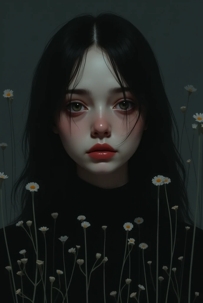 ((Create one girl 16+ years old.), (Full-length), (1 elf), (1 girl), (sexy), (One, bangs, dyed red hair) (White cyber-skull armor), ( long black tights with gloves),(wearing black outfit, holding sword, Ross Tran 8k, 3D character rendering 8K, Ross Tran style, Russell Dongjun Lu, Ross Tran style))_((Green:1.5, Orange:1.1, white: 1.3, yellow: 1.3))_ ((very sexy girl with dreadlocks, tattoos, bare parts of the body), ((down jacket on the naked body, T-shirt, thong))_((Beautiful figure, half-turn 16+ years) ,(realistic)), ((small peach breasts, graceful figure, narrow waist, smooth hips), (long double braids), (tight braids), (braided hair), (dark hair), (red lips), (smile ))_((Shiny skin:1.5, white skin, light skin:1.5)), ((sexy), (cute))_((amazing character designs, quiz style artwork, hyper detailed fantasy character, by Ross Tran!!!, ross-draws 1. 0, epic exquisite character art)).((Fractals, lights, leaves, fog, cherry blossoms, circles background))_((Chiaroscuro, contrast, warm-cold), (atmospheric rendering), (best quality), (Virtual realism))_((Digital painting, anime style, cyberpunk), (best quality, 4k, high resolution, masterpiece: 1.2))((ultradetailed), (realistic, photorealistic , photorealism: 1.37))_((Soft clear shapes, broad strokes, attention to detail))_((High quality, 16K | Ultra HD | Full HD)).