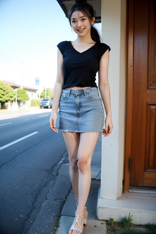 (8K, Best Quality, Masterpiece: 1.2), (Realistic, Realism: 1.37), Ultra Detailed, Ultra High Resolution, Depth of Field, Clear Center of Gravity, Good Composition, Bokeh: 1.2, 1 Girl, Female College Student, School Flower, Goddess, Glamorous, Tennis Skirt, School Playground, Delicate Facial Features, Smart Eyes, Tall Figure, Black Hair, Short and Medium Hair, Denim Perspective