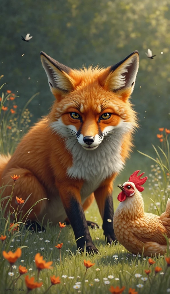 The fox sees the injured chicken and looks conflicted—part hungry ...