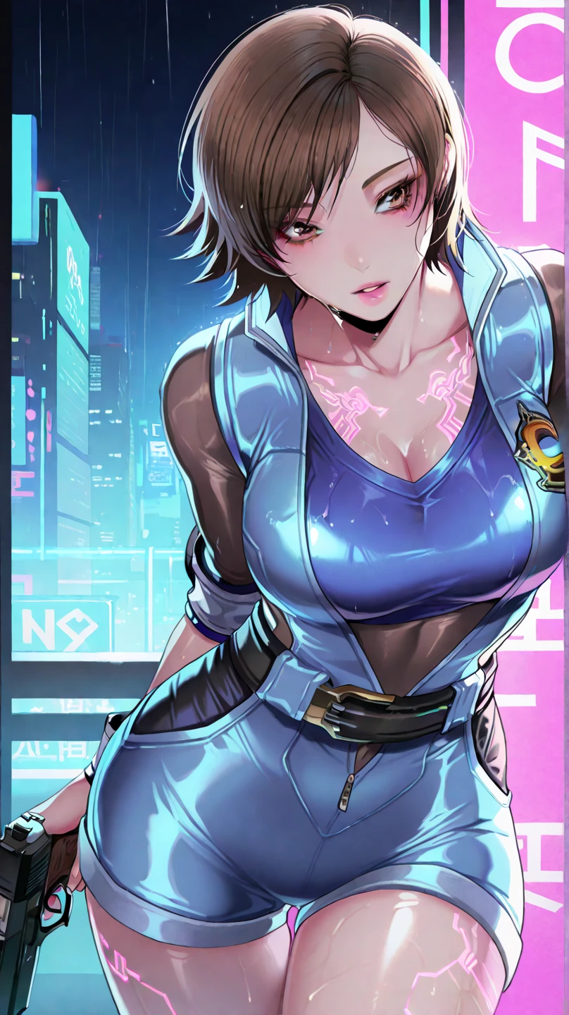 (((Sparks fly))), (((Highest quality))), ((Very detailedな)), (High-definition CG illustrations), ((Very delicate and beautiful)), Cinematic Light,((1 Mecha Woman)),alone,mature,(Ahegao),Big and ample breasts,Plump, whole body,(Machine made joints:1.2),((Mechanical marginal vessels connected to tubes),((Cervical vertebrae mechanically attached to the neck)),(((The crotch is open))),(Sitting),(wires and cables around the neck:1.2),(Overhead Wires and Cables:1.2)(Character Focus),sf,((Very detailed,colorful)),Best details