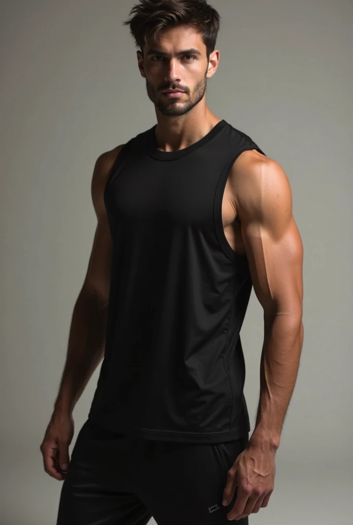 Top Quality, Photorealistic, 8K, High Definition, absurd res, high res, ultra sharp, masterpiece, (masterpiece), best quality, expressive eyes, perfect face, Super eyes, masterpiece, a muscular handsome god,black transparent clothes standing in a dark coven, mesh pants, half body, tall, pecs, facial details, detailed body part details, 8k wallpaper