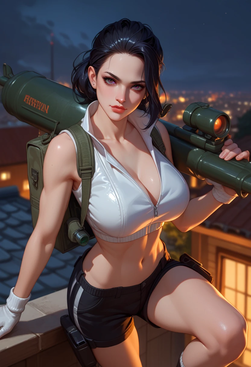 (Highest picture quality) 1girl, female ghostbuster, sexy, strong, slime, ghost, night time, moonlight, Ecto 1 vehicle,