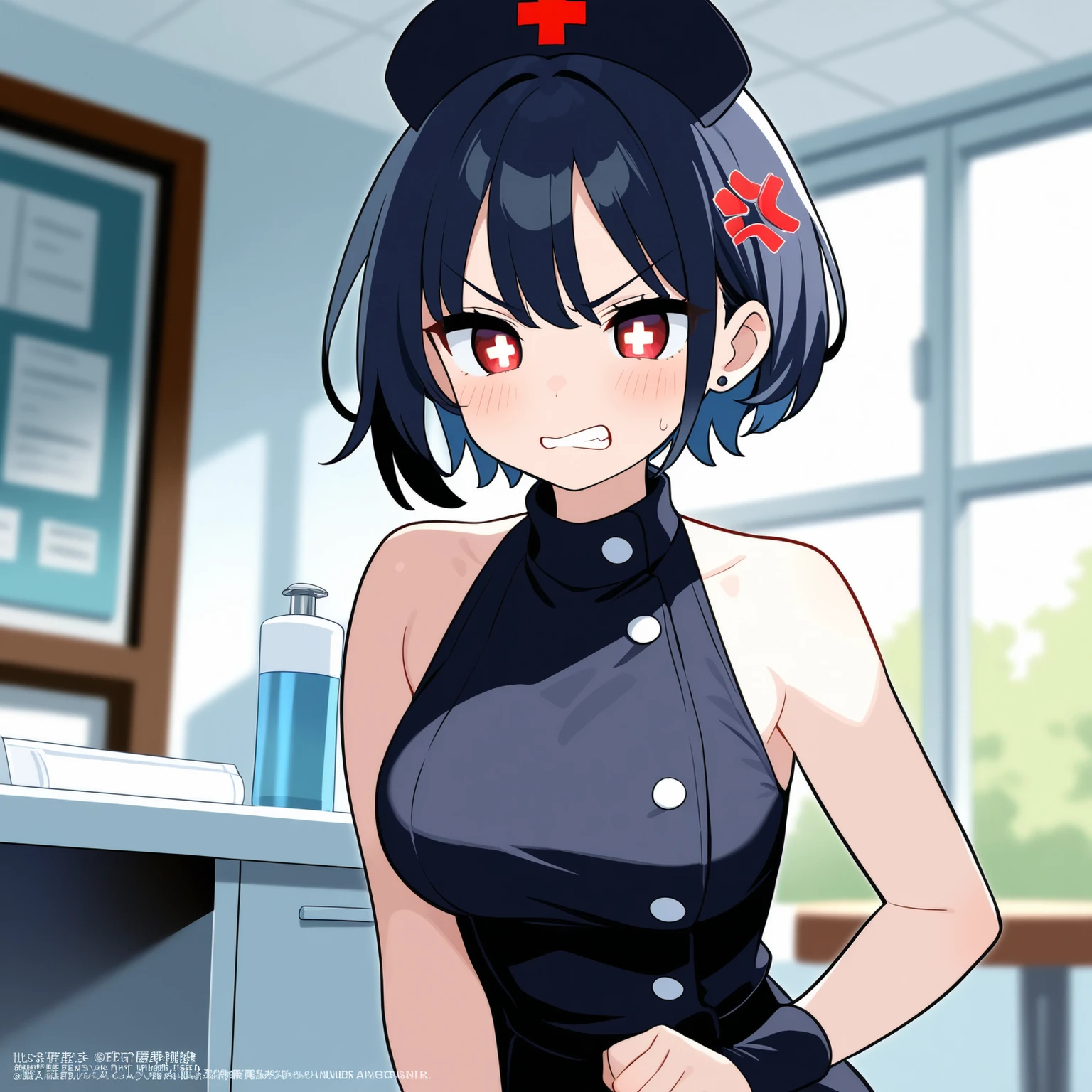 Beautiful Girl　 nurse　 Hair　short hair　angry