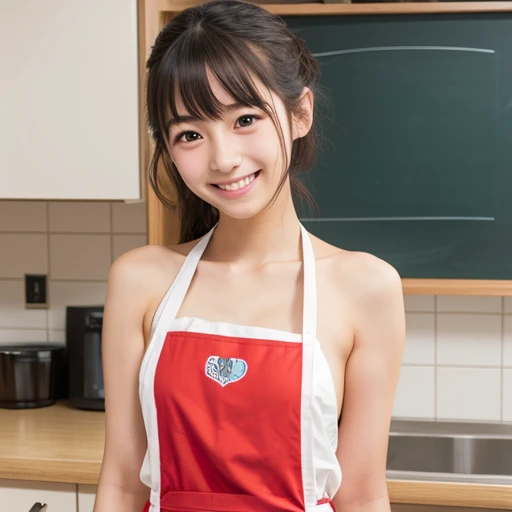 Japanese, beautiful teenage girl, 4 beautiful girls, beautiful eyes, very natural, naked apron, whole body, inside the cafe, waitress, lowest quality, low quality, normal quality, high quality, highest quality, graphics,