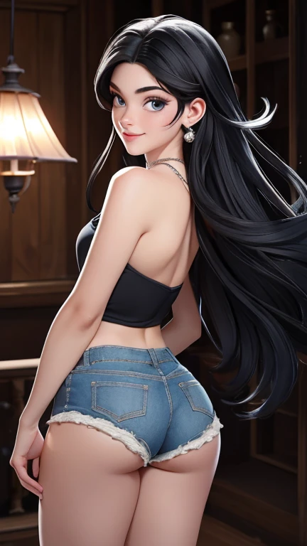 (best qualityer:1.4), body focus, (cute face), work of art, ultrarealistic, (((best qualityer))), ((comely Finger)), , comely body, Gorgeous character design, ,lighting perfeita, colorfully, Ablaze_front_face_lighting, ultra high resolution, top view, high resolution, absurderes:1.2, bokeh:1.2, Lens flare, (Vibrant_colour:1.2), (comely, medium breasts:1.2), (thick-thighs:1.1), thick,
Animated female character, top view, ((shot from above)), curvy body, ((facing up)), looking up, Pale skin, (((naked breasts))), face covered by hair, ((wearing tight lycra shorts sexy lingerie seducive lace lingerie)), ((wearing ultra tight black lycra mini shorts)), ((no face view)), ((sexy lingerie)), ass, silver necklace with pendant, wrinkles, long hair, visão do alto