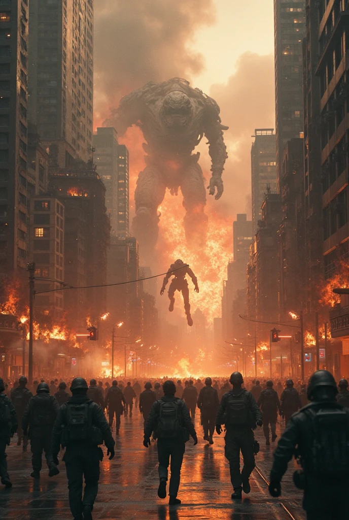 A group of supervillains destroying the city