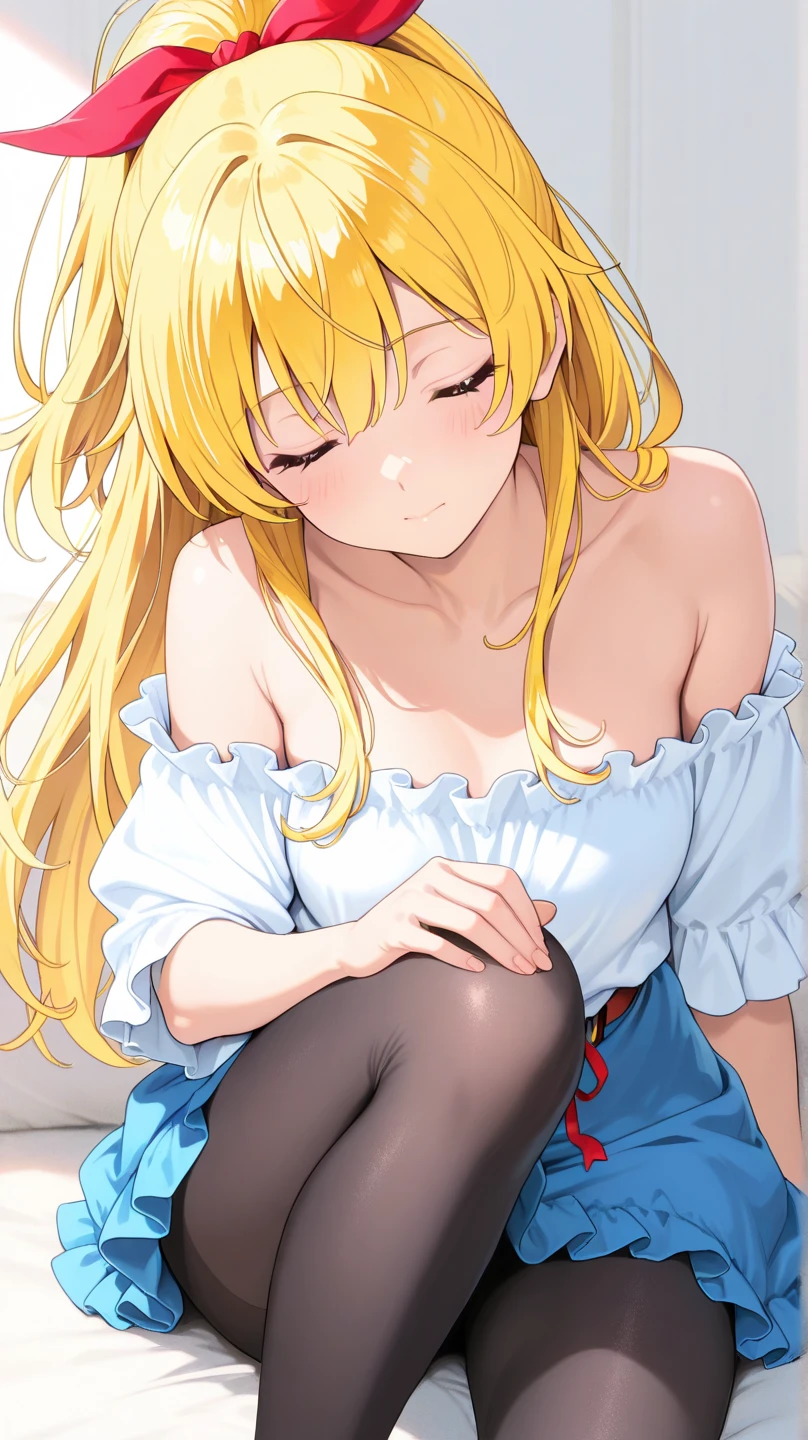 child、chiquita、Fair complexion、cabellos largos dorados、sin pantalon、wearing only his underwear、Open legs、Expose your private parts、transparent panty、Open legs、chaste、Raised sexy、tmasterpiece、Naked