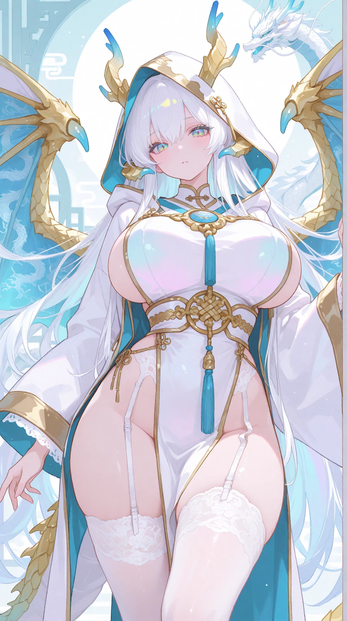 Noble Mansion,(gray hair:2.0),The ponytail is straight and tall.,Gold headband,stand close.,dream world,mature woman,(blue eyesฟีนิกซ์เรียวยาว,lipstick,Long eyelashes),Long eyelashes,contact lens,Gemstone Gold Necklace,(Off-the-shoulder blue fur dress,top of fur pipe,Strapless fur,wide wrist,long skirt,belt:2.0),top of fur pipe(big breast)Ballroom Background,(Soft light and shadow:1.9),High-heeled shoes made of fur,elegant high heels,Detailedly drawn background,holy goddess,มายากลal effect,silver hair,blue eyes,transparent dress,exquisite decoration,Features of the มายากลal costumes of the heavens,a small amount of blue cloth,exquisite clothes,Floor skirt,lace details,Delicate ruffles,bedroom,alone,at night,Lace stockings,sacred strip,transparent clothes,decorated with jewelry,transparent,(Luxurious shine)、((puffy sleeves))、Long wrist,Show your navel,white embroidery,big breasts,Show your breasts,The cracks are clear....,((big tits)),(pubic bone), rift, visible chest,seductive pose,I see bulging nipples.,(((large areolae:1.4,pink,The nipples are clearly visible.......))),