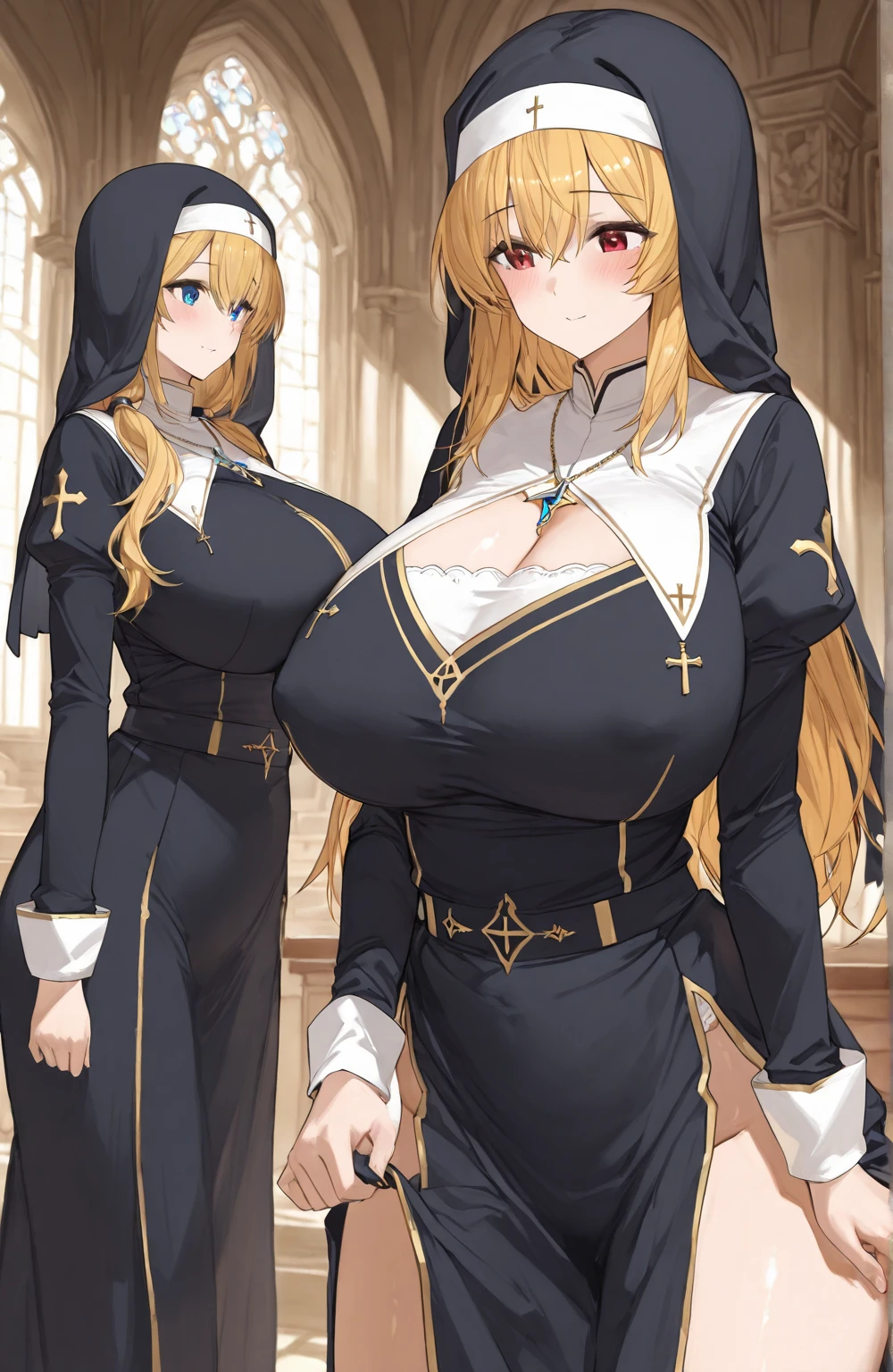 tmasterpiece， best qualtiy， Rich in detail ，（1 girl 1.5），Pathetic look，（baby girl 1.5），（14years），full body Esbian，Plump body，stereograms, high details, hyper HD, ccurate，（Michaela 2.5），（Blonde 1.5），side braids，Smudge，（Hazy Beauty 1.5），Wearing a gorgeous lace black and white cloak，（（（（Blonde 2.5）））），Wear a gorgeous black and white dress，(The dress has gold lace trim:1.5)，The dress has a sheer silk lining，blue color eyes，during the day，In the wild，White stockings with white lace