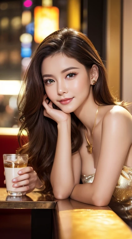 （best quality，High resolution，master piece：1.3），tall and beautiful woman，frontage，Long dark brown hair with loose waves,big breasts，V-neck white shirt，dark alley，Beautifully rendered facial and skin texture details，charming eyes，charming eyes，double eyelid, Young lady age 20, gorgeous, cute girl, attractive girl, stunning girl, gorgeous young lady, fine dining restaurant on the mountain in Positano in Italy, gorgeous elegant attractive, enjoying life!!! Elegant, sitting at a table with plates of food and a glass of white wine,  sunset, near dark background.