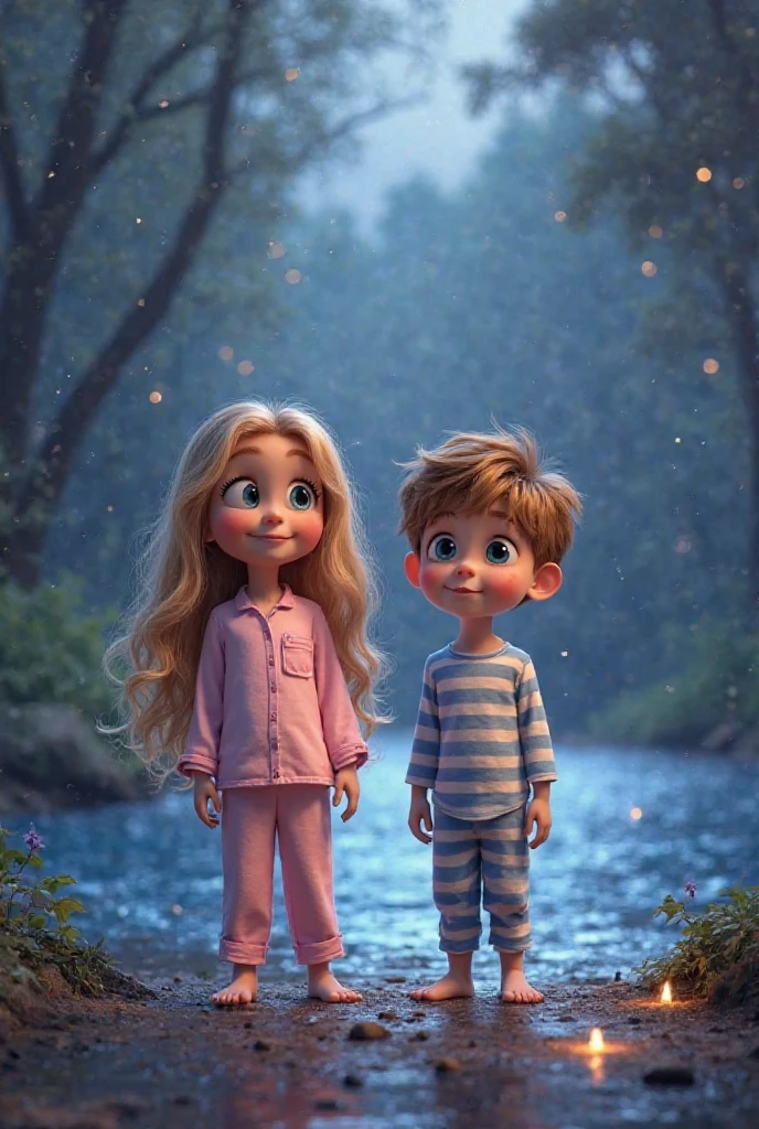 Create an image that captures the magical bond forming between Lily and Max as they clasp the bracelet around their wrists."