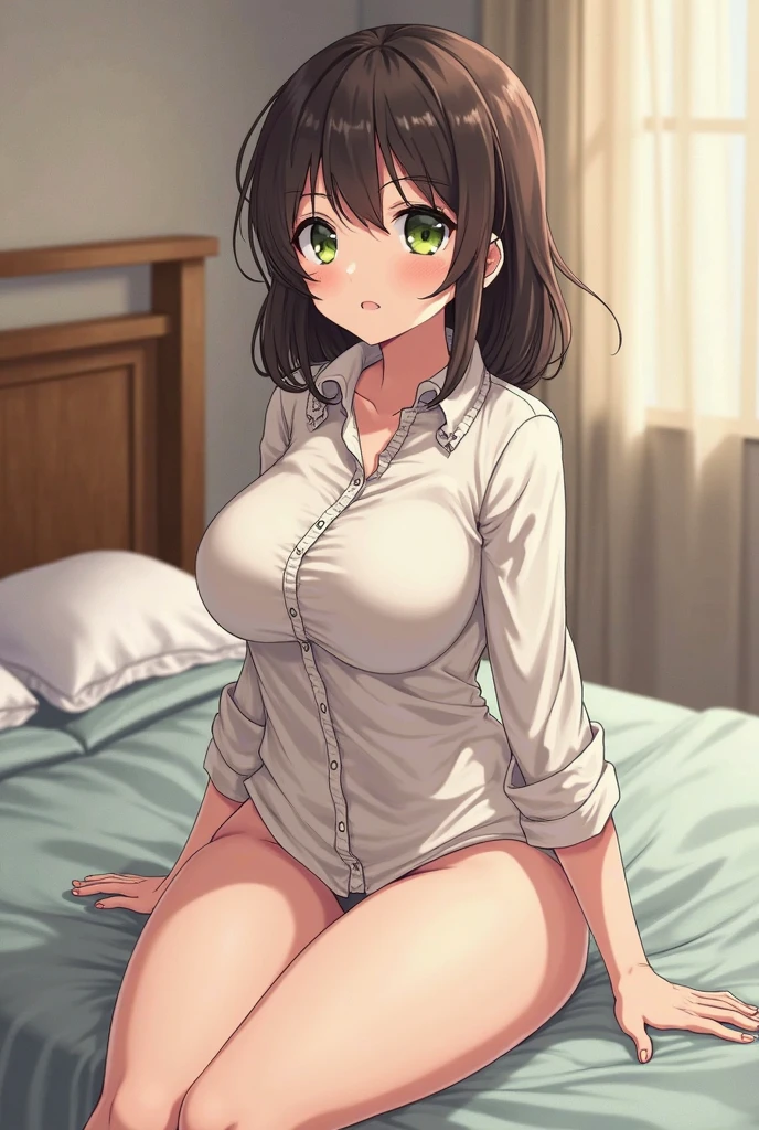 A young woman with dark hair who has dropped out of elementary school, has been a recluse for many years, is unemployed, and is bedridden with depression, and lies in bed all day