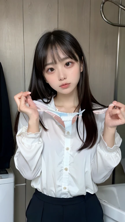 A cute girl who has been and tied up、Beauty、Make your eyes even、My hands are tied with ropes、Inside the hotel room、Short sleeve shirt、it on a chair、15 years old、Medium build、Like real life、highest quality、
