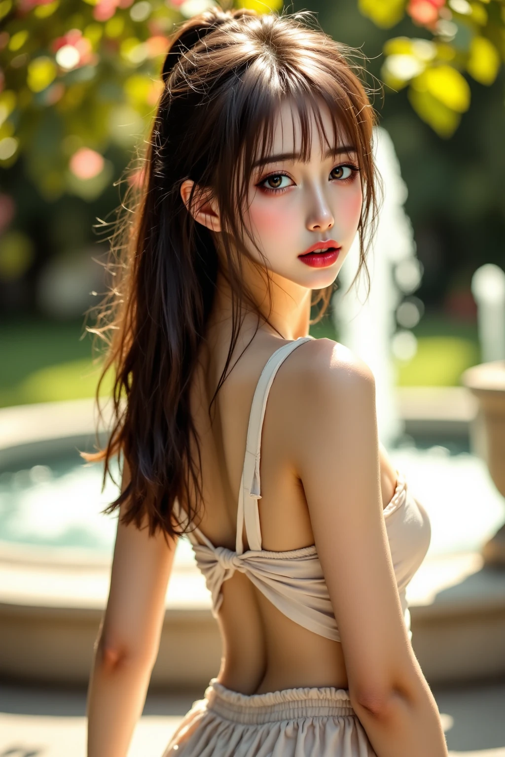 masterpiece、1 beautiful girl、 (reality: 1.4), Japanese、Asian Beauty、so beautiful、Beautiful Skin、thin、(Upper Body)、(超reality的な)、(High resolution)、(8k)、(Very detailed)、(Beautiful and beautiful eyes)、(Very detailedな)、Big eyes、Brown eyes、Long eyelashes、Detailed face、Gloss Lip,Bright lighting、Professional Lighting、Looking into the camera、Serious expression、Look straight ahead、Long Hair、Brown Hair、Ocean view、Nogizaka Idol、actress、20-year-old、Big Breasts、Big Breasts、Wet Skin、Blue Latex Suit、Cleavage cutout、Baby Face、Moist and realistic skin texture、Moisturized lips、Natural Shadows、(Please raise your hand),Browsing Caution,Provocative high leg、Big ass sticking out、Sexy pose