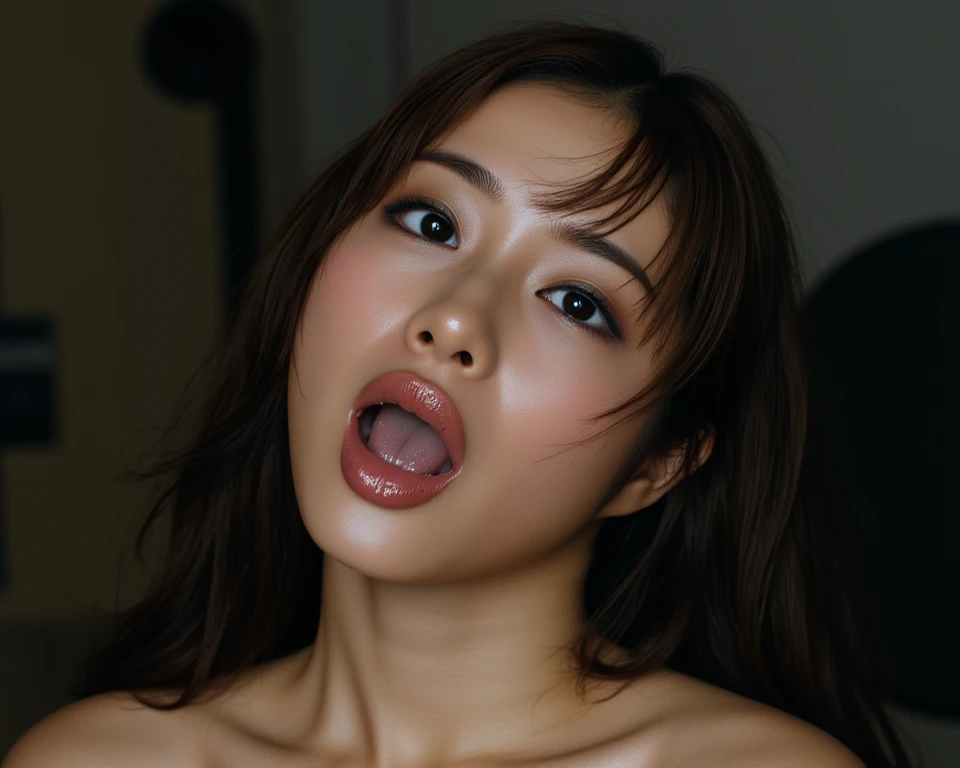 ((best quality)), ((masterpiece)), (detailed), perfect face, Hyper realistic, Angelina Jolie, perky breasts, fully nude, dripping wet, screaming, on a busy city street, (giving a blowjob:1.4)