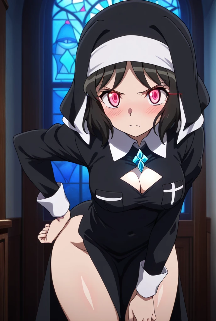 {{{masterpiece}}}, {{{best quality}}}, {{ultra-detailed}}, {illustration}, {{an extremely delicate and beautiful}}, (beautiful detailed eyes:1.6), extremely detailed face, extremely detailed CG, (perfect hands, perfect anatomy), 16k, anime face, NSFW, Megumin(konosuba), megumindef, cute face, short hair, black hair, sidelocks, red eyes, medium breasts, thin waist, big hips, curvaceous, witch hat, Red clothes, long sleeve, black cape, fingerless gloves, black choker, black belt, bandage on right leg, black high socks on left foot, brown boots, thighs, zettai ryouik, BREAK NSFW, A man and a woman are having intense sex that drives them crazy, ((1man and 1woman, having sex)), (SEX:1.5), intercourse with a man, (reverse suspended congress:1.3), Rear cowgirl position, poses, {{{penis into pussy}}}, stomach bulge, hetero, sex with men, nipples, elongated penis, veiny penis, testicles, sex from behind, open vagina, clitoris, nail, {{{grab thighs}}}, spread legs, {{open vagina, spread pussy, pussy, clitoris glans, urethra, vaginal opening, labia minora, uterus, smooth pussy}}, (completely nude:1.5), breasts, nipples, Breasts exposed, nude, blush, open mouth, embarrassed, naughty expression, raise your legs, M-shaped spread your legs, {{{uncensored}}}, Handsome young man, interracial, netorare,male body, sit, face-to-face, looking down, from below