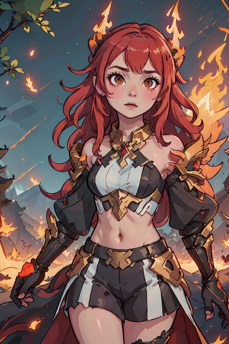 Fantasy theme // orange Bikini armor with skirt // big boobs // earth mage