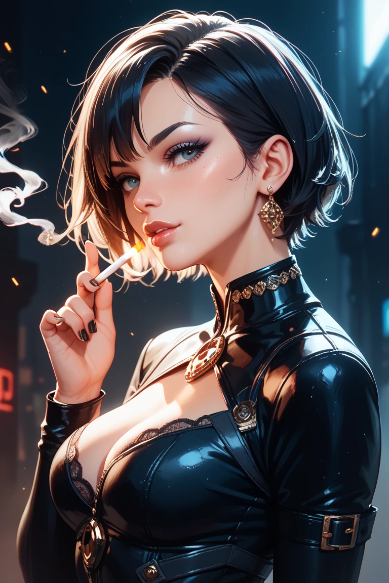 (La Best Quality,A high resolution,Ultra - detailed,actual),Selena Gomez in a black dress with smoke coming out of her hair, inspired by Zhang Wo, Wang Chen, full body Wuxia, Ghost Festival, inspired by Tang Yifen, inspired by Wang Yuan, Chiba Yudai, Lu Ji, (perfect anatomy :1.4), More detailed 8K.unreal engine:1.4,UHD,La Best Quality:1.4, photorealistic:1.4, skin texture:1.4, Masterpiece:1.8,first work, Best Quality,object object], (detailed face features:1.3),(The correct proportions),(Beautiful blue eyes),  (cowboy pose), (Selena Gomez :1.4), (smoke :1.4) 