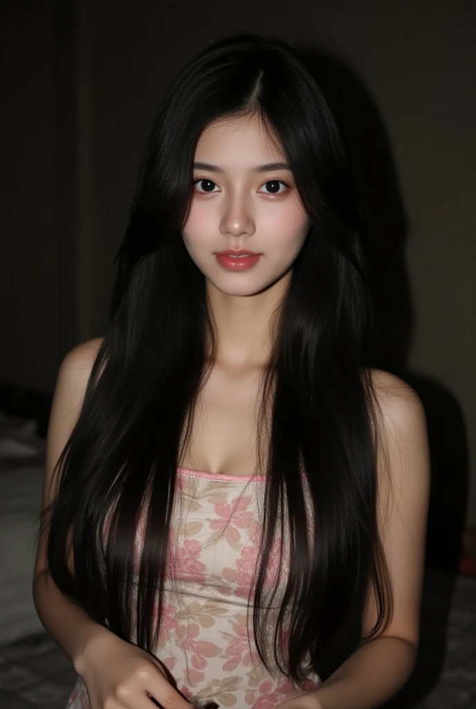 1girl,very long (hair covering breasts:1.3), strapless bra