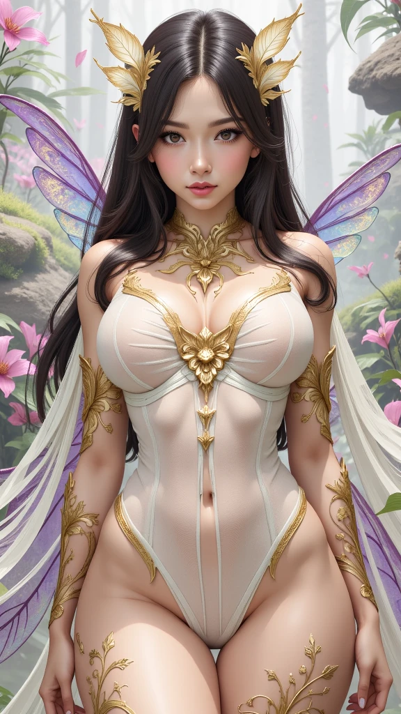 ((best quality)), ((masterpiece)), (very detailed),(( Night )) , Full moon , fairy world, ((fireflies)) , perfect face ( a sexy beautifull fairy queen ) ((sexy dynamic pose )) ,flirty pose , sexy bikini armor , huge breast , nice legs . , smile 0.8 , charming face ,