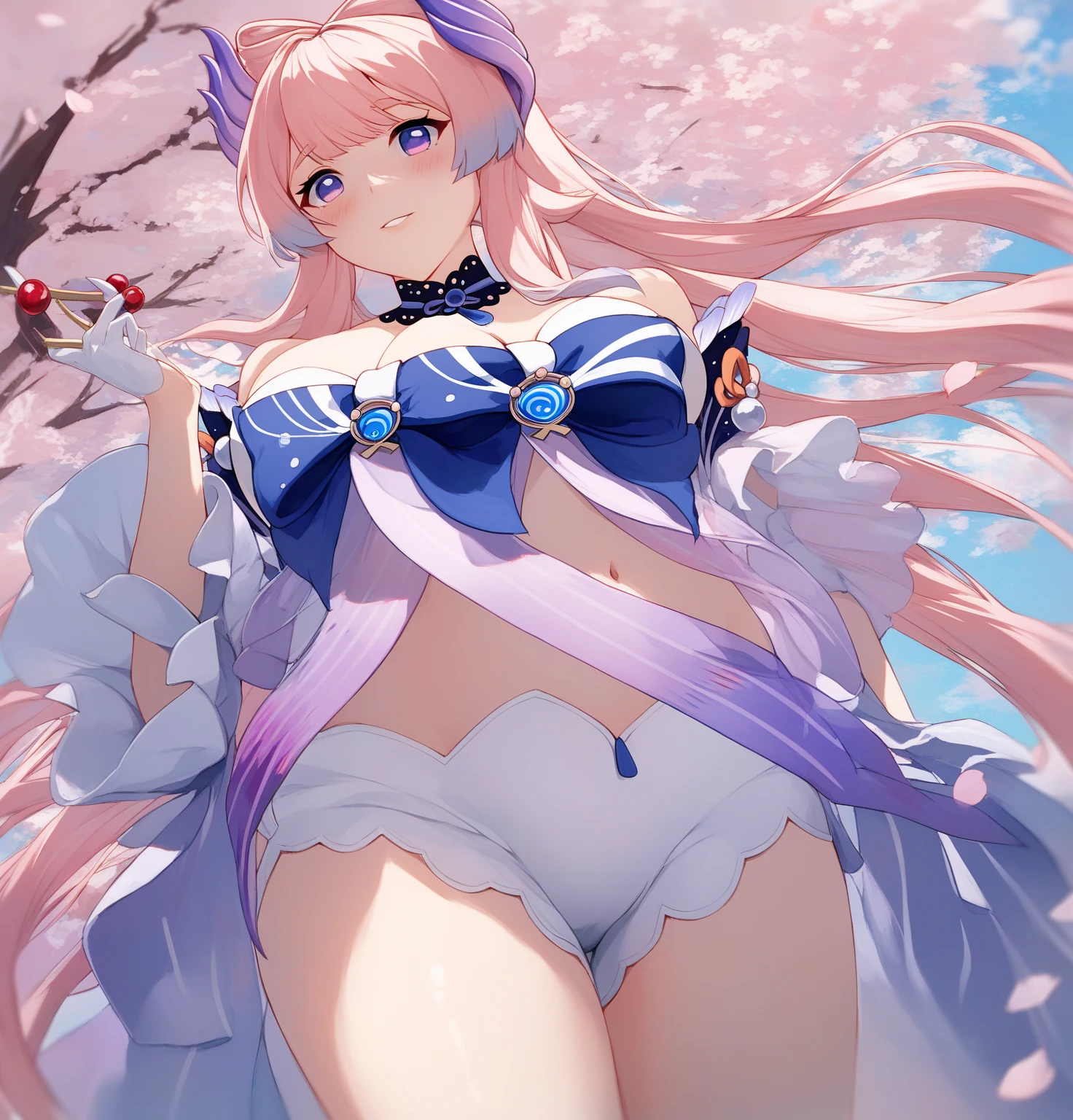 (High resolution), (32K), (very very highly detailed), (Best illustration), (beautiful and delicate eyes), (best quality), (super detailed), (master piece), (Detailed and delicate face), solo,Highly detailed face and skin texture,fine eyes,spread your legs、very shy、blush、spread legs,high details,(dynamic pose),1 female, long hair , long legs、 (camel toe),(((huge breasts)))、Exposing genitals without wearing pants,The protruding PUssy ,cocked ass,I grew up sexy、(((Bunny girl)))、best style、pink nipples、Transparent pink nipples、(Floral ornament on the head)、Beautiful woman、pink sky、pink clouds、pink flowers、 pink hot spring、pink water all over、pink light、pink sky間