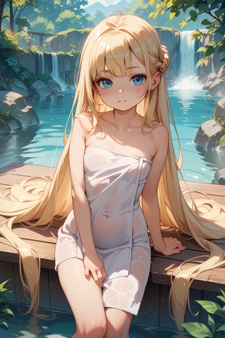 ((best quality)), ((masterpiece)), (detailed), fantasy, underwater, nude, long_hair, blonde_hair, looking_at_viewer, ancient ruins, sunk in water