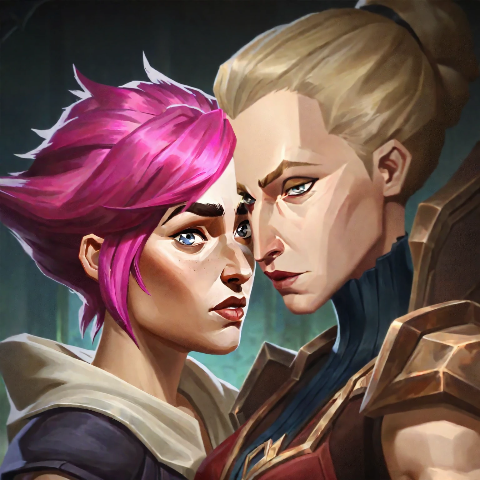 "League of Legends Art Arcane". Darcy The girl with pink hair and her Leah blonde girlfriend . "two girls". They clash on the lips standing to show 