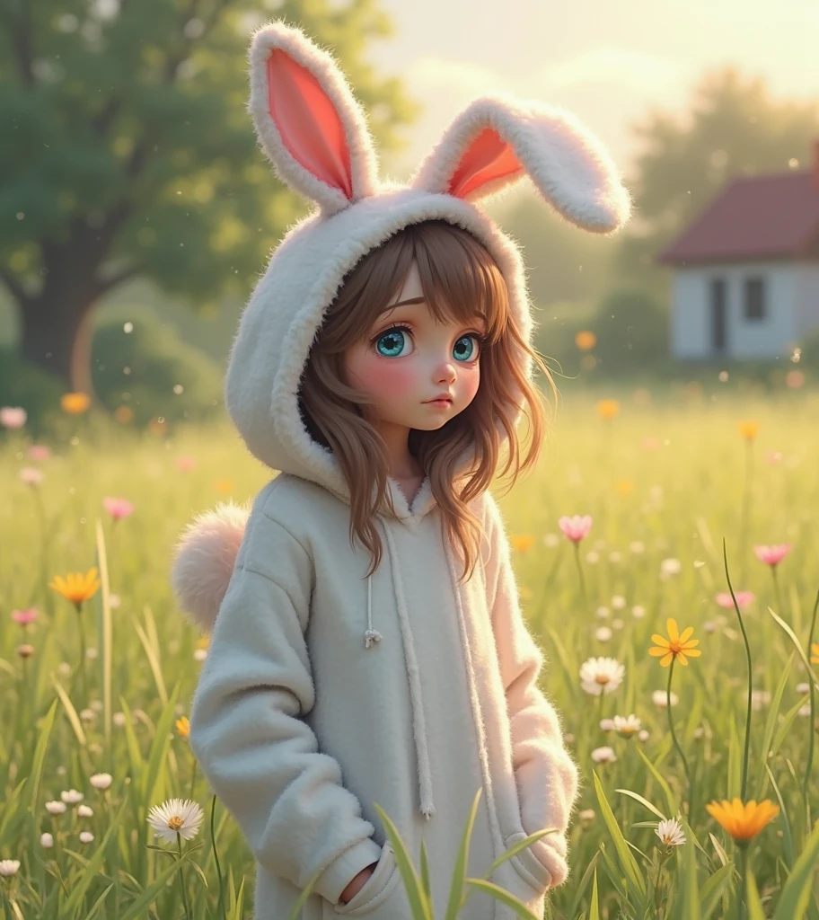 1 Girl with a rabbit,Cute fur,