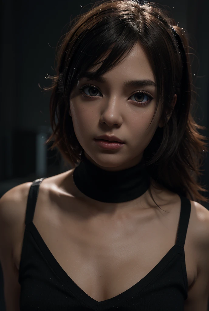 Angle from the front、Cowboy Shot、Ripped print T-shirt、City of night、((Emoガール))、((Emo))、bad woman、short, black, Shaggy Hair、Gradient Hair、(((Pink Panties)))、Big Breasts、In the background is the High Sokotl Cycle)))、Highest quality,(RAW Photos:1.2)、(Realistic:1.4),(High resolution:1.4), 1 Girl, Written boundary depth,, Exquisitely crafted,8K, Very detailed, Perfect lighting, Great background、((Delicate painting)),(女の子の詳細なRAW Photos),(Highest quality:1.6), (超High resolution:1.5), (Realistic:1.75), 8K resolution, Canon EOS R5, 50mm, Very detailed,Cinema Lighting,Correct finger、((I can see very small panties))