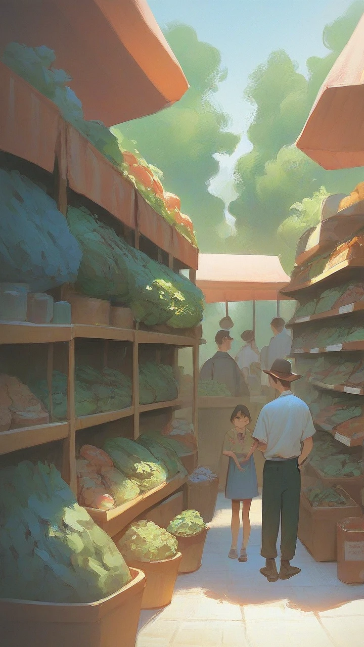 A vegetable shop and the many people buying the vegetables 